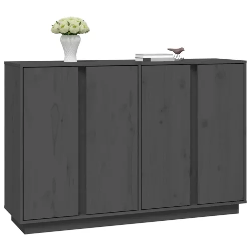  szürke tömör fenyőfa tálalószekrény 120x35x80 cm