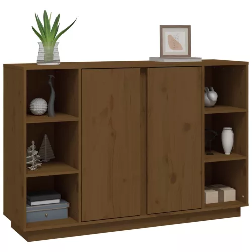  mézbarna tömör fenyőfa tálalószekrény 120x35x80 cm