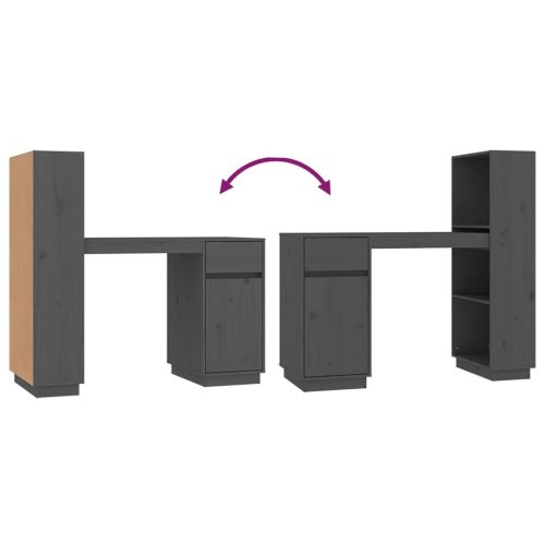  szürke tömör fenyőfa íróasztal 110x53x117 cm