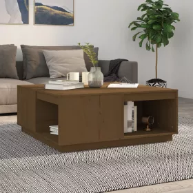    mézbarna tömör fenyőfa dohányzóasztal 100 x 101 x 40,5 cm