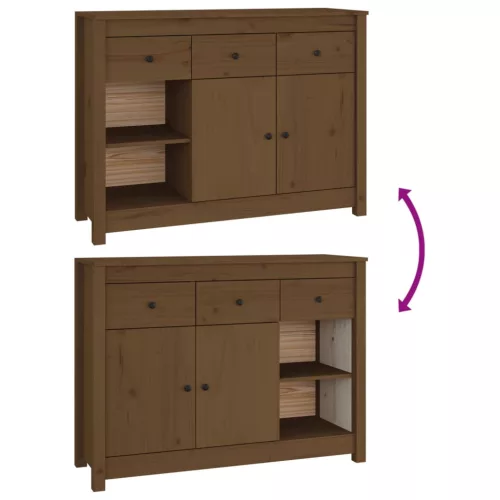  mézbarna tömör fenyőfa tálalószekrény 100x35x74 cm