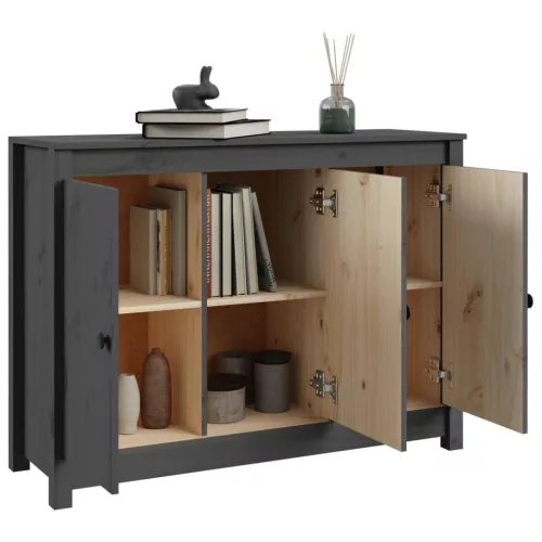  szürke tömör fenyőfa tálalószekrény 100 x 35 x 74 cm