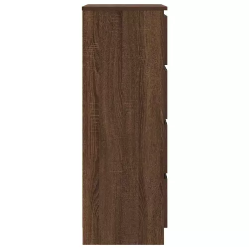  barna tölgyszínű szerelt fa tálalószekrény 60 x 35 x 98,5 cm