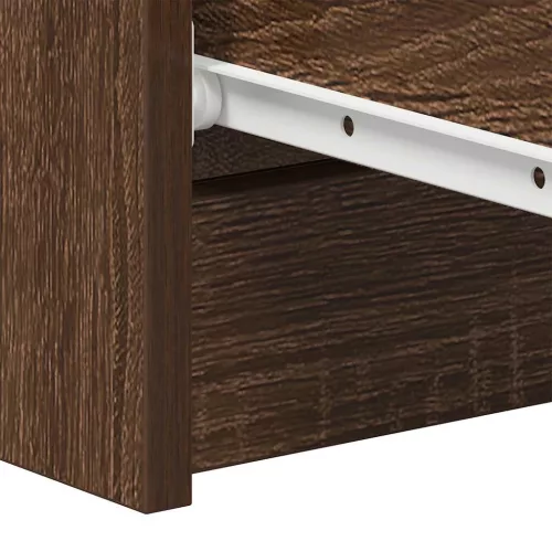  barna tölgyszínű szerelt fa tálalószekrény 60 x 35 x 98,5 cm