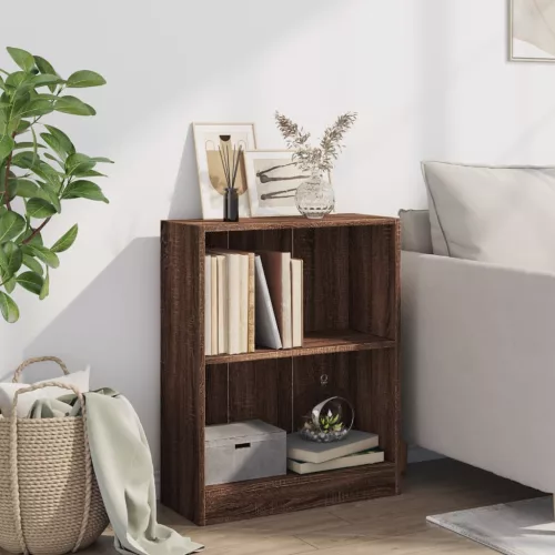  barna tölgyszínű szerelt fa könyvespolc 60 x 24 x 76 cm