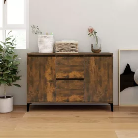    füstös tölgy színű szerelt fa tálalószekrény 104 x 35 x 70 cm