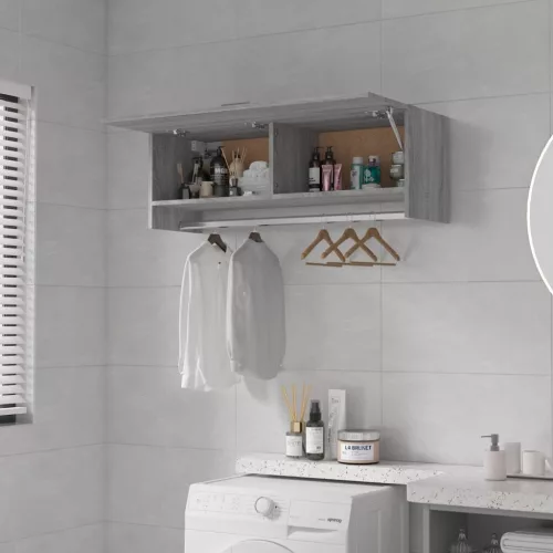  szürke sonoma színű szerelt fa ruhásszekrény 100 x 32,5 x 35 cm