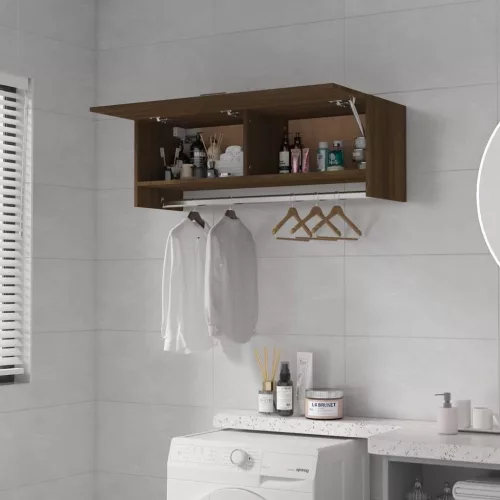  barna tölgy színű szerelt fa ruhásszekrény 100 x 32,5 x 35 cm