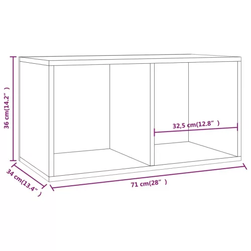  füstös tölgy színű szerelt fa lemeztároló doboz 71 x 34 x 36 cm