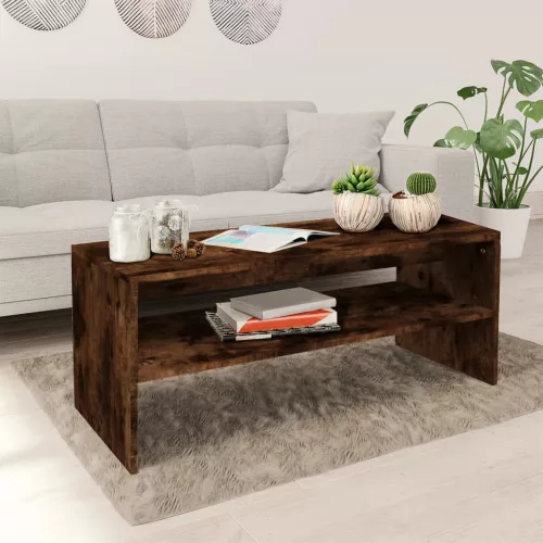  füstös tölgy színű szerelt fa dohányzóasztal 100 x 40 x 40 cm