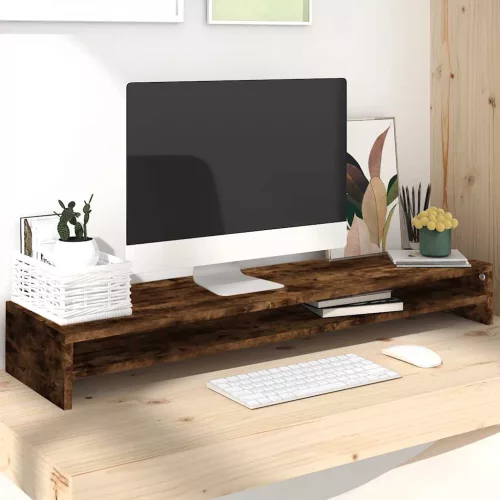 füstös tölgy színű szerelt fa monitorállvány 100 x 24 x 13 cm