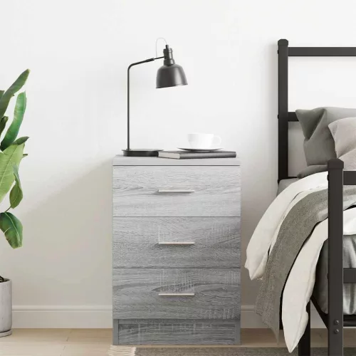  szürke sonoma színű szerelt fa éjjeliszekrény 38 x 35 x 56 cm