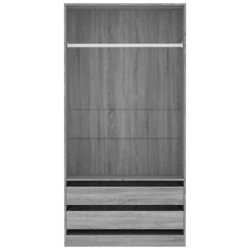  szürke sonoma színű szerelt fa ruhásszekrény 100 x 50 x 200 cm