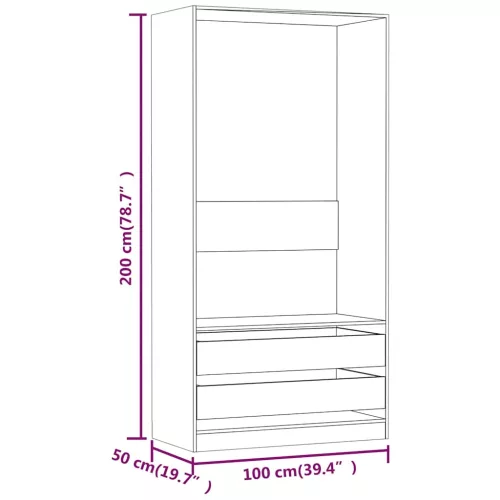  szürke sonoma színű szerelt fa ruhásszekrény 100 x 50 x 200 cm