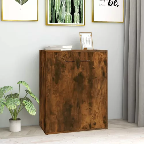 füstös tölgy színű szerelt fa tálalószekrény 60 x 30 x 75 cm