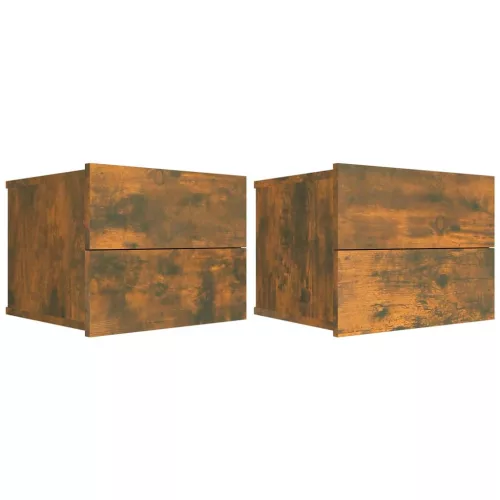  2 db füstös tölgy színű szerelt fa éjjeliszekrény 40x30x30 cm