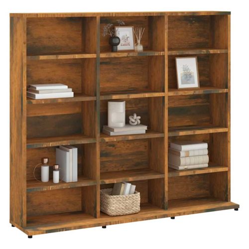  füstös tölgy színű szerelt fa CD-szekrény 100 x 23 x 89,5 cm