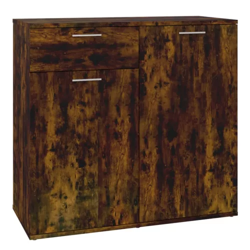  füstös tölgy színű szerelt fa tálalószekrény 80x36x75 cm