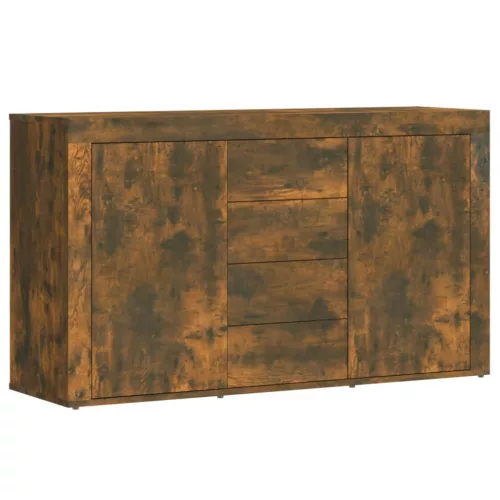  füstös tölgy színű szerelt fa tálalószekrény 120 x 36 x 69 cm