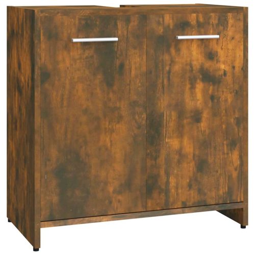  füstös tölgy színű szerelt fa fürdőszobaszekrény 60x33x60 cm