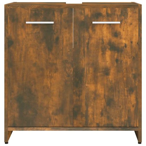  füstös tölgy színű szerelt fa fürdőszobaszekrény 60x33x60 cm