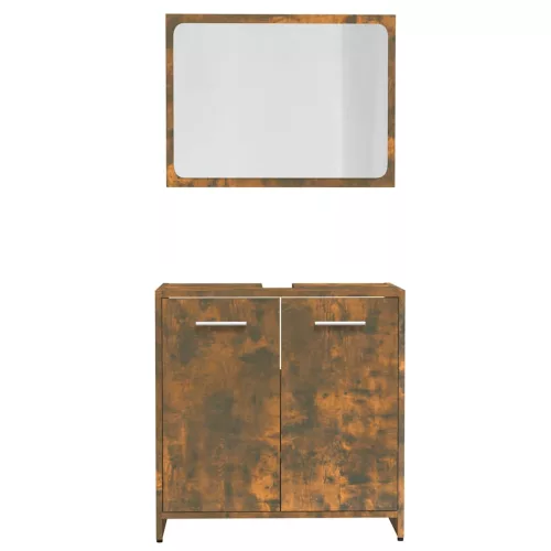  füstös tölgy színű szerelt fa fürdőszobai bútorszett