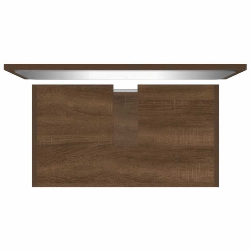  barna tölgyszínű szerelt fa fürdőszobai bútorszett