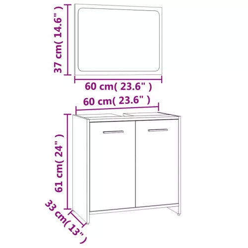  barna tölgyszínű szerelt fa fürdőszobai bútorszett