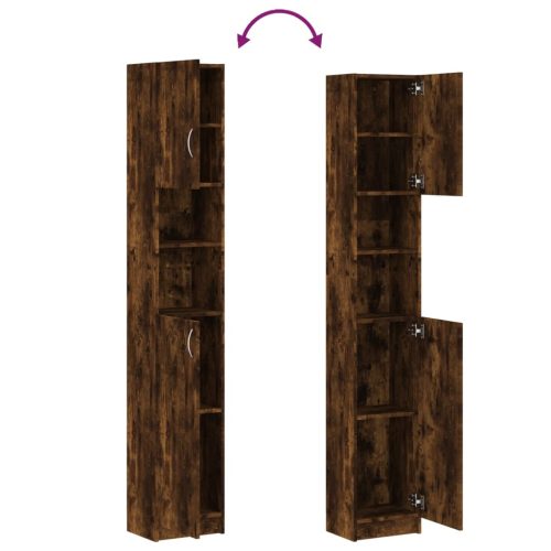  füstös tölgy színű szerelt fa fürdőszobaszekrény 32x25,5x190 cm