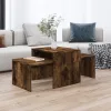  füstös tölgy színű szerelt fa dohányzóasztalszett 100x48x40 cm