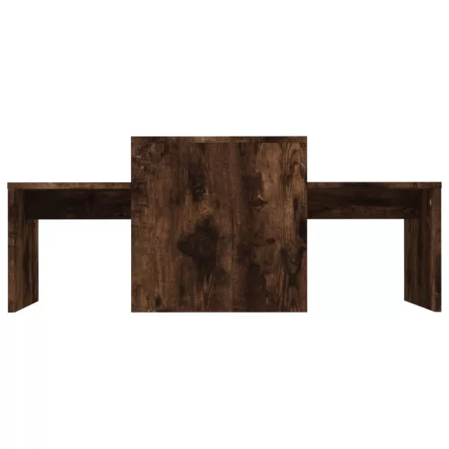  füstös tölgy színű szerelt fa dohányzóasztalszett 100x48x40 cm