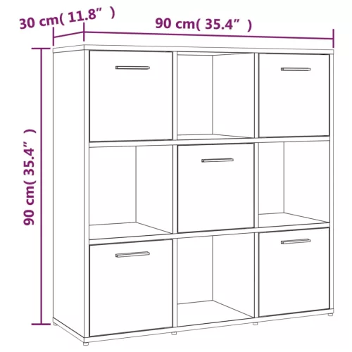  barna tölgyszínű szerelt fa könyvszekrény 90 x 30 x 90 cm