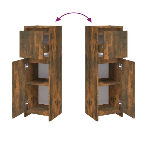  füstös tölgy színű szerelt fa fürdőszobaszekrény 30x30x95 cm