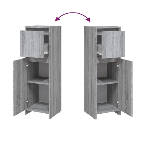  szürke sonoma színű szerelt fa fürdőszobaszekrény 30x30x95 cm