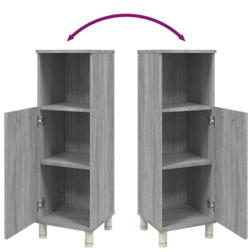  szürke sonoma színű szerelt fa fürdőszobaszekrény 30x30x95 cm