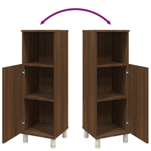  barna tölgy színű szerelt fa fürdőszobaszekrény 30x30x95 cm