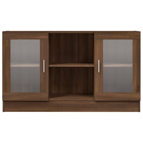  barna tölgy színű szerelt fa vitrinszekrény 120 x 30,5 x 70 cm