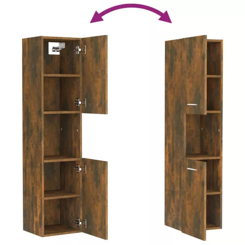  füstös tölgy színű szerelt fa fürdőszobaszekrény 30x30x130 cm