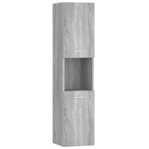  szürke sonoma színű szerelt fa fürdőszobaszekrény 30x30x130 cm