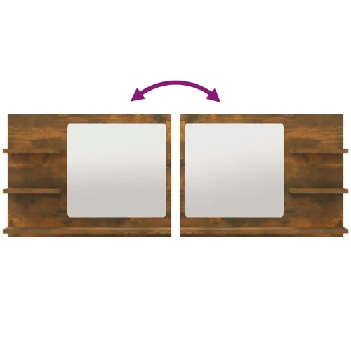  füstös tölgy színű szerelt fa fürdőszobatükör 60 x 10,5 x 45 cm