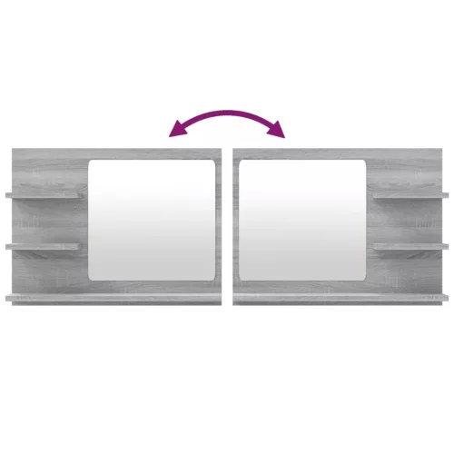  szürke sonoma színű szerelt fa fürdőszobatükör 60x10,5x45 cm