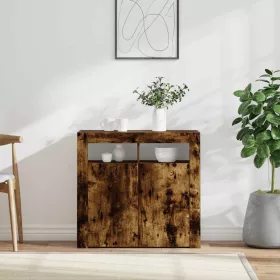    füstös tölgy színű tálalószekrény LED-ekkel 80 x 35 x 75 cm