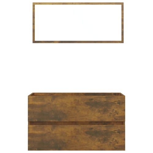  2 részes füstös tölgy színű szerelt fa fürdőszobai bútorszett