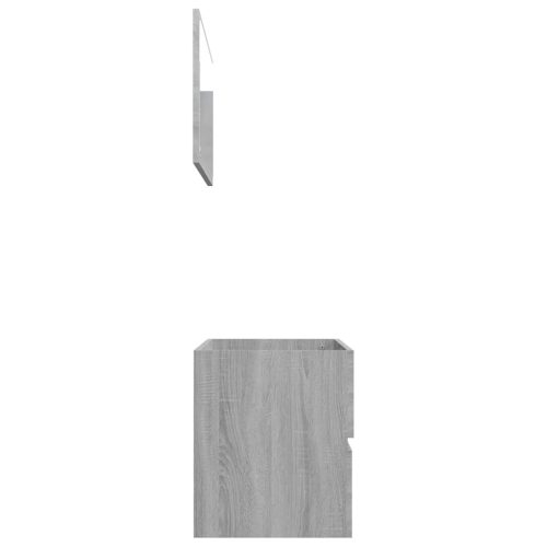  2 részes szürke sonoma színű szerelt fa fürdőszobai bútorszett