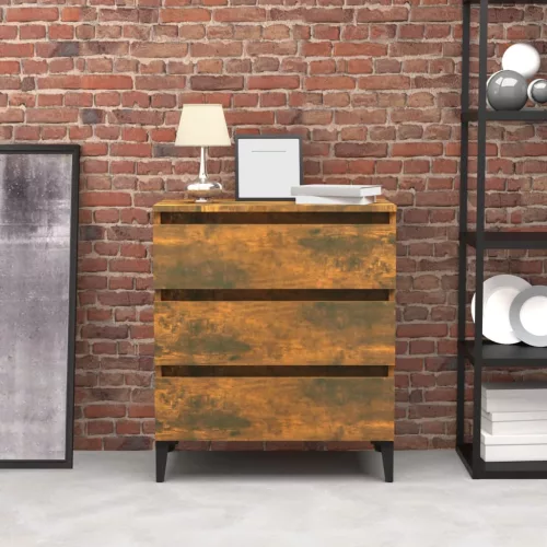  füstös tölgy színű szerelt fa tálalószekrény 60 x 35 x 69 cm