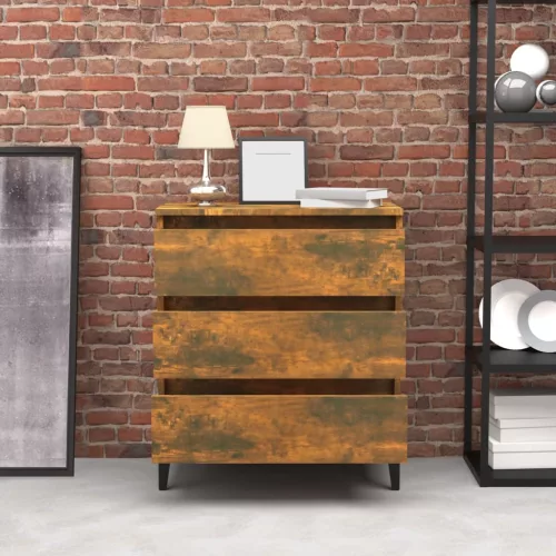  füstös tölgy színű szerelt fa tálalószekrény 60 x 35 x 69 cm