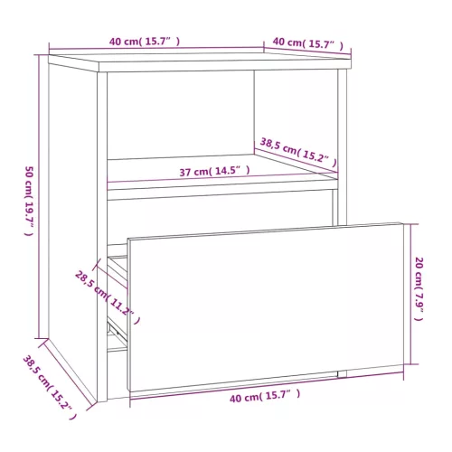  2 db füstös tölgy színű szerelt fa éjjeliszekrény 40x40x50 cm