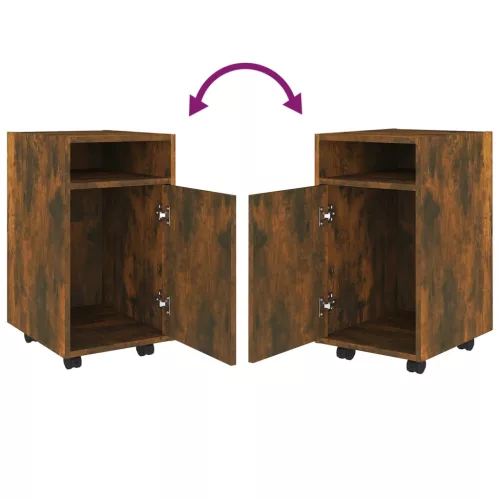  füstös tölgy színű szerelt fa kisszekrény kerekes 33x38x60 cm