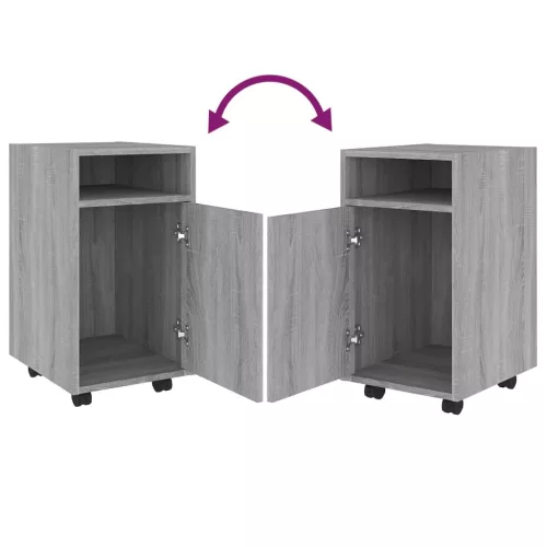  szürke sonoma színű fa kisszekrény kerekekkel 33 x 38 x 60 cm