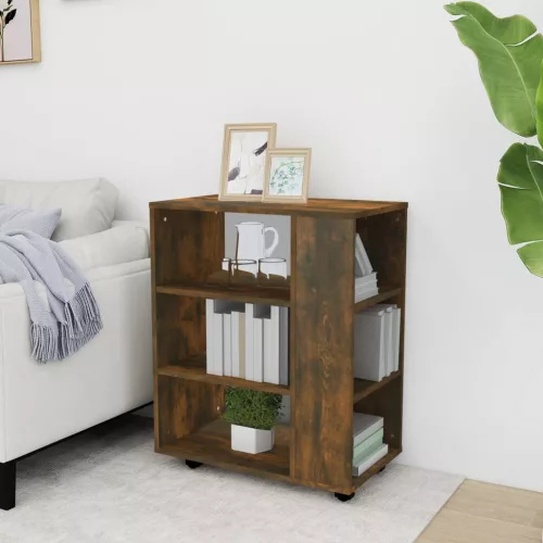  füstös tölgy színű szerelt fa kerekes szekrény 60 x 35 x 75 cm